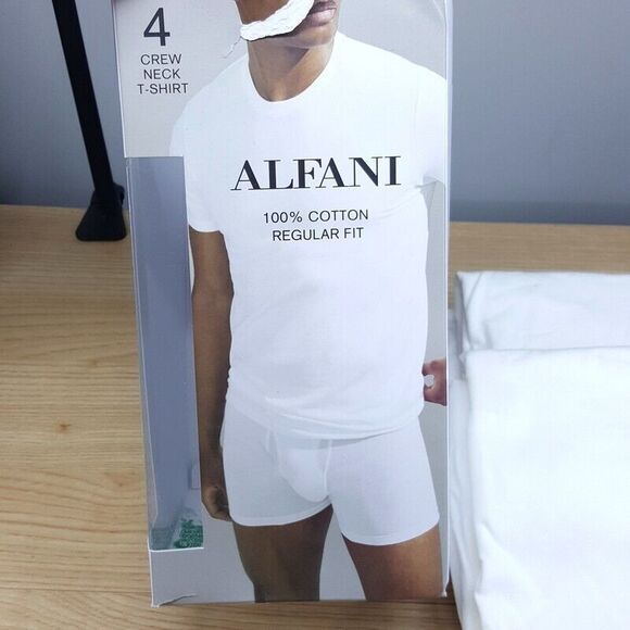 ALFANI Mens Shirt XXL White 4-Pack Crewneck T-Shirt 100% Cotton Tagless - Picture 1 of 4